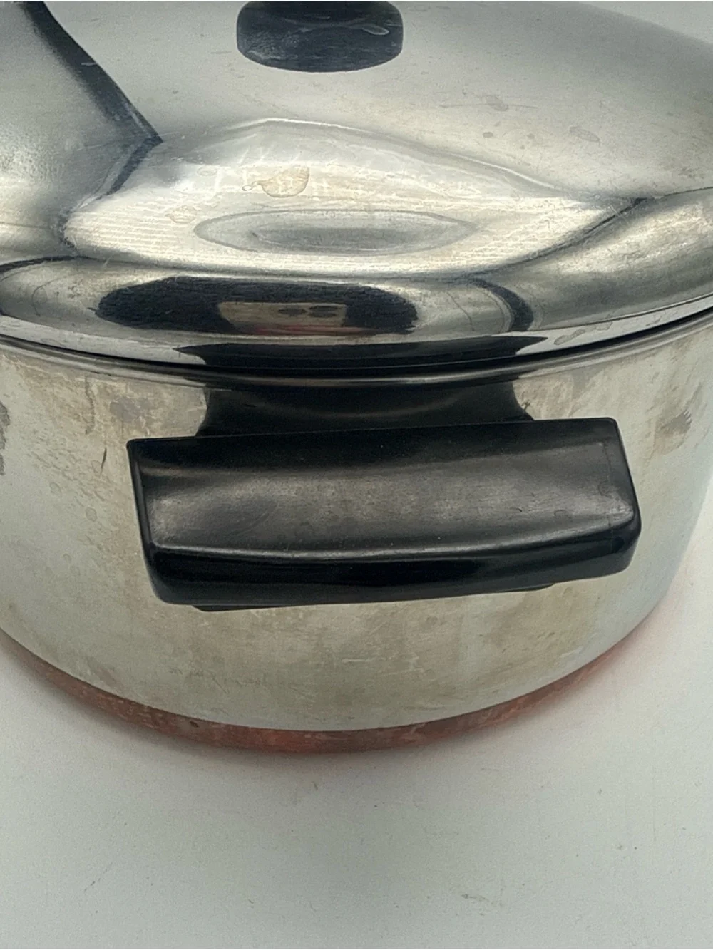 Vtg 1801 Revere Ware Copper Clad Bottom 4.5 Qt Stock Pot Dutch Oven w/ Lid